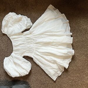 Altar'd State White Midi Dress with Puff Sleeves